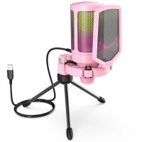 【jw】◙♂卍  USB Microphone for Streaming PodcastsAmpliGame Computer Condenser Desktop Mic studio/Video-Pink