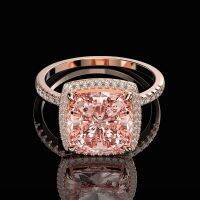 Luxury Original S925 Sterling Silver Created Moissanite Morganite Gemstone Wedding Engagement Ring Fine Jewelry Wholesale