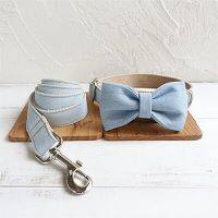 【HOT】 PETS MART mall MUTTCO Retailing Self-Design Dog Collar THE LIGHT JEAN Handmade Collar Wathet Blue And White 5ขนาดปลอกคอสุนัข UDC034