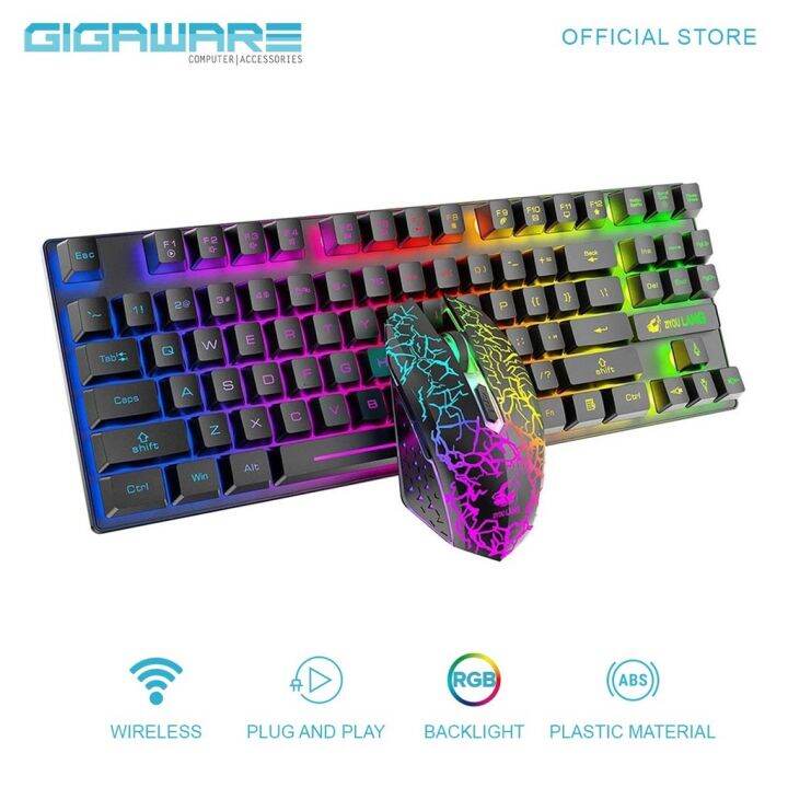 [Hot sales] Gigaware T87 Keyboard and Mouse Combo Rainbow Backlit