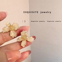 [COD] 925 needle crystal petal earrings super personality 2021 new