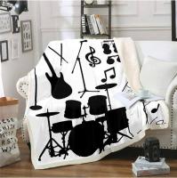 Erosebridal Drum Kit Fleece Blanket Rock Music Dorm Throw Throw Size for Kids Boys Girls Teens Guitar Musical Notes Blanket Throw Retro Grunge Style Plush Bed Blanket Warmth Decorative Room