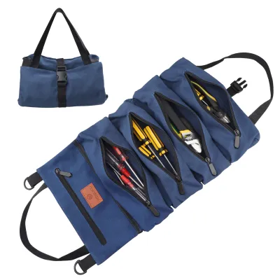 WESSLECO Roll Up Tool Bag Multi-Purpose Tool Pouch Wrench Organizer Small Shoulder Tool Bag Hanging Zipper Carrier Tote