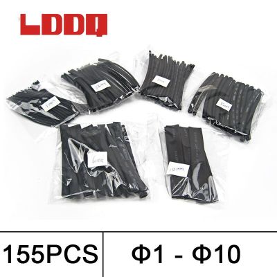LDDQ 155pcs Heat shrink tubing 2:1 Heat Shrink Tube Wrap  Heat sleeving1mm 2.5mm 3mm 5mm 6mm 10mm Cable Sleeving  thermal tube Electrical Circuitry Pa