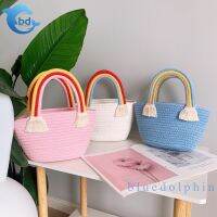 ins Style Nordic Rainbow Bag Cloud Handbag Handmade Cotton Thread Seaside Vacation Beach Girl