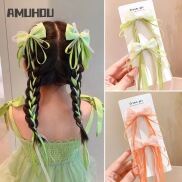 AMUHOU Trẻ Em Siêu Cổ Tích Nơ Thắt Nơ Kẹp Tóc Cho Bé Phong Cách Trung Hoa