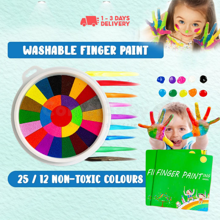 25 Color Funny Finger Painting Kit And Book, Washable Finger Paints For  Toddlers 1-3 Non Toxic, Childrens Finger Drawing Toys, DIY Crafts Painting