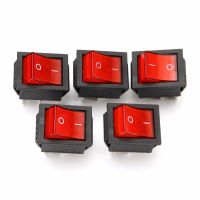 PTPTRATE 5pcs Red Lamp Light Rocker Switch with 4 Pin ONOFF 2 Position 16A250V KCD4-201