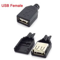 4 Pin USB 2.0 Type A Female Plug Socket Connector Black Plastic Cover Solder Type DIY Connector cable H10