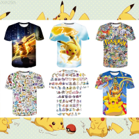 2023 NEW Short Sleeved T-shirt with Street Hip-hop Style 3d Pocket Monster Cartoon Pattern, Suitable for Boys And Girls. Size 4t-14t fashion