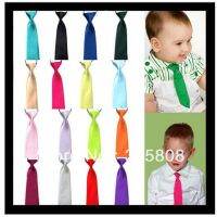 Free Shipping Ikepeibao Pre tied Boy Slim Poly Satin Neckwear Elastic toddle Tie Kids Baby Convience Necktie