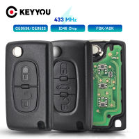 KEYYOU 23ปุ่ม Filp รถกุญแจรีโมท433เมกะเฮิร์ตซ์สำหรับซีตรอง C1 C2 C3 C4 C5 Berlingo Picasso สำหรับเปอโยต์207 307 407 CE0536