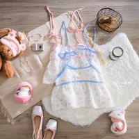 Charming pastel Cami เสื้อครอปผูกไหล่กุ้นขอบตัดสี