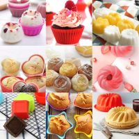 【lz】✓✘✈  Forma redonda Silicone Cupcake Cup Resistente ao calor Muffin antiaderente Copos Ferramentas de cozimento reutilizáveis Molde do bolo Cor aleatória