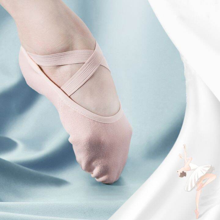 hot-dt-ballet-shoes-pointe-for-stretch-canvas-slippers-split-sole-flats-dancing