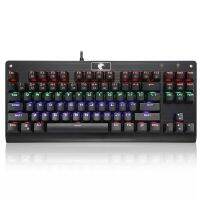 E-Yooso Z-77 Mechanical Gaming Keyboard Metal Panel Rainbow LED Backlit Red Switches Tenkeyless 87 Keys Anti-Ghosting for Mac PC