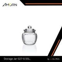 JJGLASS - (AMORN) Storage Jar 027-0.55L. - โหลลายริ้ว ฝาแก้วสูญญากาศ ใช้ดองบ๊วย ดองเหล้า เครื่องเทศ ขนมและอาหารแห้ง ขนาด 550 มล.