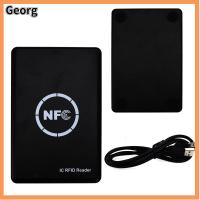 GEORG ของใหม่ 13.56MHz พลาสติกทำจากพลาสติก เครื่องทำสำเนาบัตร RFID การ์ดรีดเดอร์ NFC เครื่องเขียนอ่านสมาร์ทการ์ด NFC เครื่องอ่านบัตร RFID IC