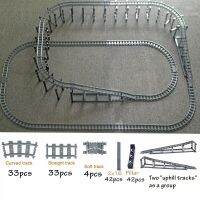 รถไฟขึ้นเนินรางรถไฟรางยืดหยุ่นดับเบิ้ลรางโค้งโมเดลต่อจำลองบล็อคก่อสร้างใช้ได้กับทุกยี่ห้อ