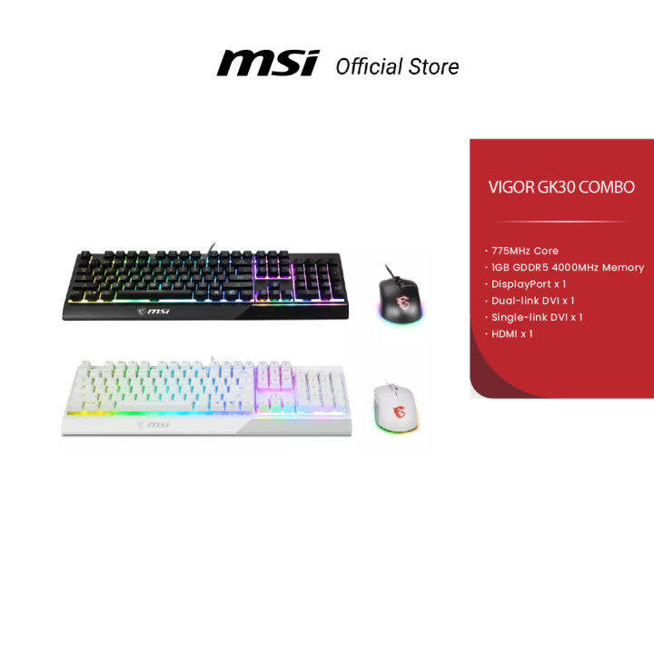 MSI VIGOR GK30 GAMING COMBO คีย์แคปTH/ENG (คีย์บอร์ด&เมาส์เกมมิ่ง)[Pre