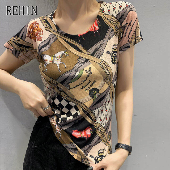 rehin-เสื้อยืดแขนสั้นสำหรับผู้หญิง-เสื้อเบลาส์ทรงสลิมฟิตพิมพ์ลายไม่ซ้ำใครผ้าฝ้ายคอกลมเสื้อผ้าฤดูร้อนแบบใหม่ปี-s-3xl