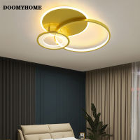 DOOMYHOME โคมระย้า LED หรี่แสงได้สีทอง,โคมไฟในร่มห้องนอนโถงทางเดินห้องรับประทานอาหารทันสมัยใหม่