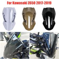 ◆ แถว Z650สำหรับ Kawasaki Z 650 Z-650 2017 2018 2019กระจกบังลมที่เบนทางลมหมวกหน้าจอที่มีที่ยึดกันกระแทกสองชั้น