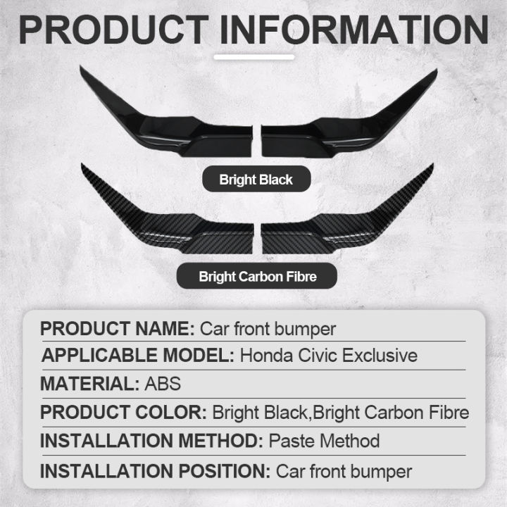 ตัวกระจายกันชนหน้า-abs-กันชนหน้าจอบสำหรับรถยนต์ฮอนด้าซีวิคตัวแยกมุมชุดสติ๊กเกอร์ป้องกันรอยขีดข่วนขอบ