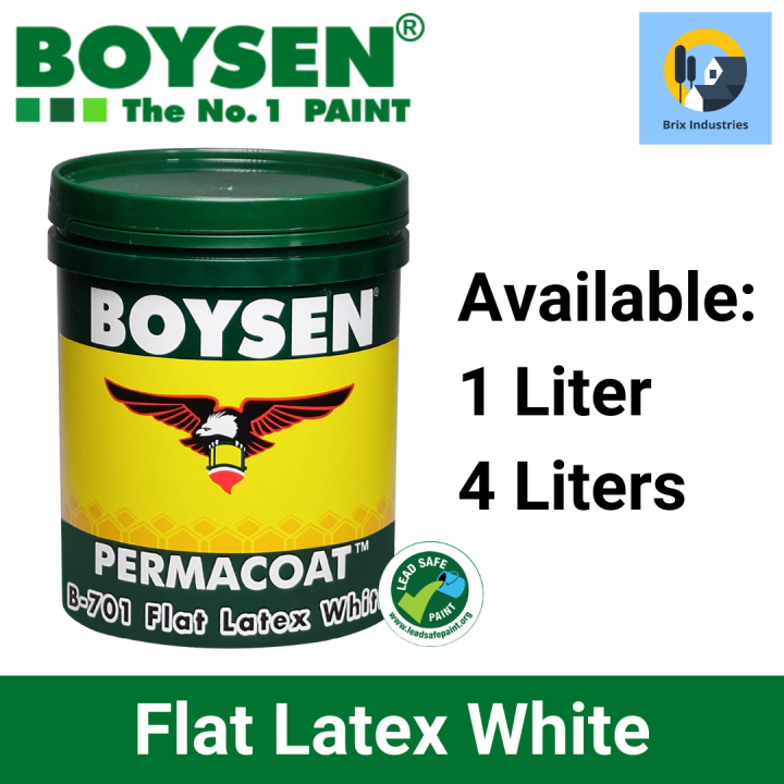 Boysen Permacoat Flat Latex White 1 Liter or 4 Liters (Gallon) B701 100 Acrylic WaterBased