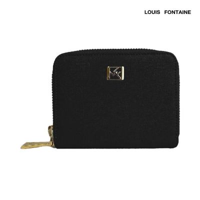Louis Fontaine กระเป๋าสตางค์พับสั้น ซิปรอบ รุ่น Lucky - สีดำ