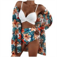 3pcs/set Fashion Printed  Bikini Push-Up Padded Swimwear Swimsuit Beachwear Set womens swimwear