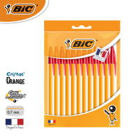 BIC บิ๊ก ปากกา Orange ด้ามส้ม ปากกาลูกลื่น หมึกแดง หัวปากกา 0.7 mm. จำนวน 12 ด้าม