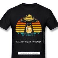 Mens Doge Dogecoin Bitcoin Digital Currency Black Tshirt Moon Crypto Meme Ufo Doge Tshirt Cotton Tee Shirt