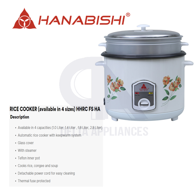 Hanabishi Flower Design Teflon Rice Cooker Series HHRCFSHA