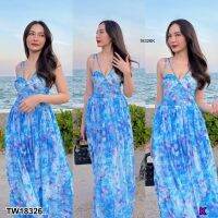 TT18326 เดรสสายเดี่ยวคู่ ยาว พิมพ์ลาย .Dress, double strap, long, printed pattern..