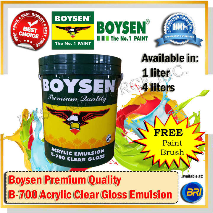 Boysen Premium Quality BS 700 Acrylic Clear Gloss Emulsion 1 Liter | 4 ...