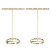 2X Earrings Display Stand Gold Earrings Display Rack T-Shape Earrings Showcase Golden Large