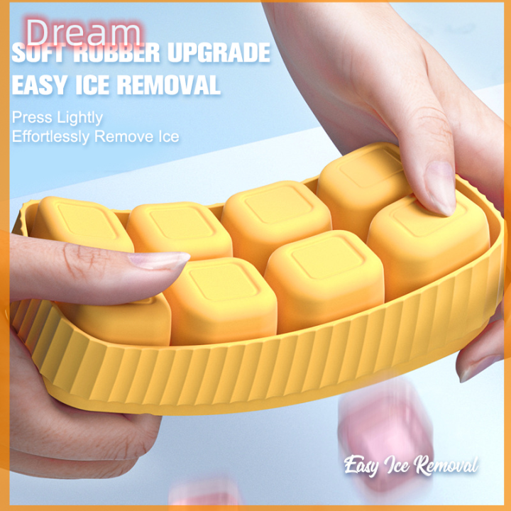 dream-8กริดแม่พิมพ์ก้อนน้ำแข็งซิลิโคน-diy-พร้อมฝาแม่พิมพ์ครัวเครื่องมือน้ำแข็ง