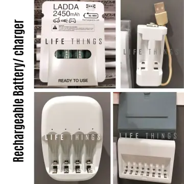 STENKOL / LADDA battery charger and 4 batteries - IKEA