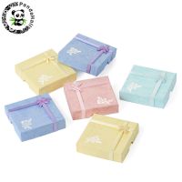 ✥☎ 4-6pcs Flower Cardboard Bracelet Boxes with Ribbon Mixed Color Square Jewelry Box with Sponge and Fabric inside DIY Gift Packing