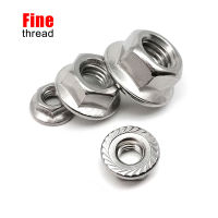 5/10 pcs M6 M8 M10 M12 Fine Thread DIN6923 304 A2-70 สแตนเลส Hexagon Hex Head Serrated Lock Spinlock Flange Nut-SJK STORE