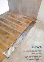 KAWA Linear ตะแกรงฟลอร์เดรนกันกลิ่นระบายน้ำแบบยาว ลิเนีย เดรน สแตนเลสแท้ 304 ขนาด 10x120 ซม. ตะแกรงหนา 6 มม. แข็งแรง ทนทาน รถเข็นผ่านได้