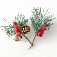 10PCS Faux Pine เข็ม Fake Plant Stem สำหรับ Xmas ประดิษฐ์ Pine Pick สมจริง Pine เข็มคริสต์มาส Pine Cone Bell Pine Cone