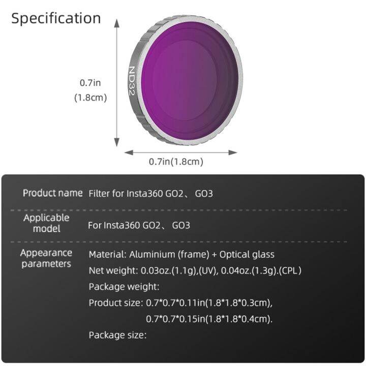 ดั้งเดิม-สำหรับ-insta360-go2-3เลนส์กรองแสง-nd8-nd16-nd32-ccu-mcuv-คอมโบชุดฟิลเตอร์สำหรับ-insta360-go-3กล้องแอคชั่นแคมเมราอุปกรณ์เสริม