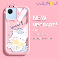 Jjlingji เคสสำหรับ Realme C30 C30s Narzo 50i Prime เคสการ์ตูนหมีน้อยสีสันสดใสน่ารักกล้องมอนสเตอร์ตัวน้อยนิ่มสำหรับเลนส์กันกระแทกแบบใสเคสมือถือความคิดสร้างสรรค์โปร่งใสเรียบง่ายฝาครอบป้องกันซิลิโคน