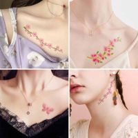 Waterproof Temporary Tattoo Sticker Sexy Beautiful Sakura Flower Collarbone Arm Hand Body Art Flash Tattoo for Girls Women Stickers