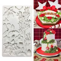 Christmas Tree Flower Poinsettia Silicone Mold Fondant Cake Decorating Tools Candy Chocolate Gumpaste Mold Bread Cake  Cookie Accessories