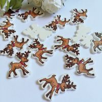 40Pcs Christmas deer Buttons 2 Holes Printing Wooden Buttons Decorative Christmas Scrapbooking Sewing Accessories Haberdashery