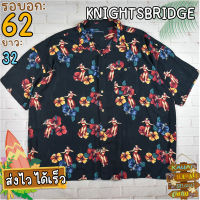 KNIGHTSBRIDGE®แท้ อก 62 เสื้อฮาวายชาย เสื้อวินเทจ เสื้อผ้าผู้ชาย สีดำ แขนสั้น เนื้อผ้าดี