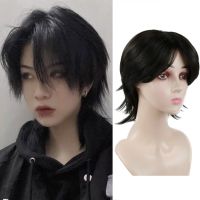 Cosplay For Men Anime Synthetic Mullet Head Wig Short Straight Headband Hair High Temperature Party Wig With Bangs Fringe